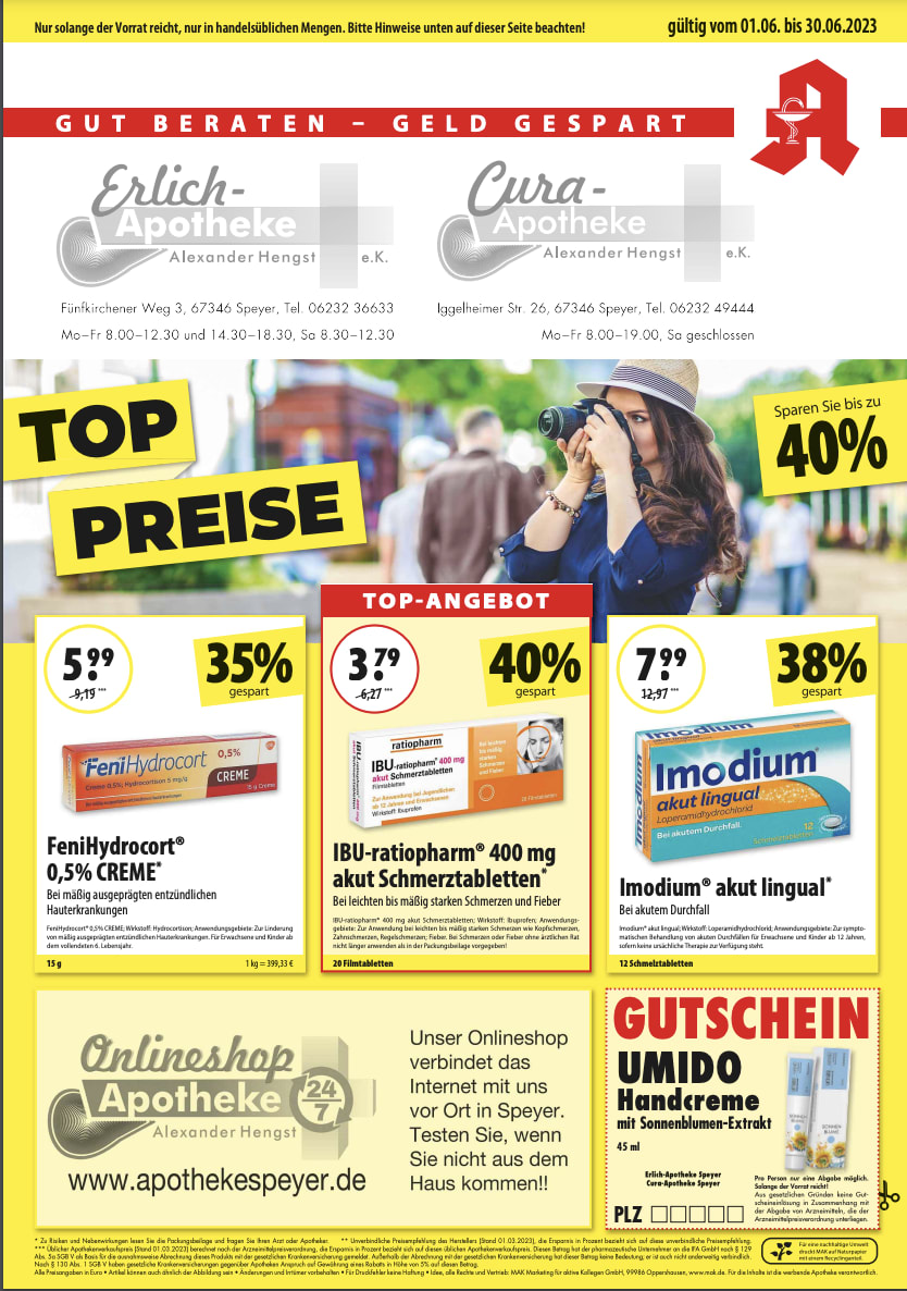 Erlich und Cura Apotheke Speyer - Ihre Apotheke in Speyer